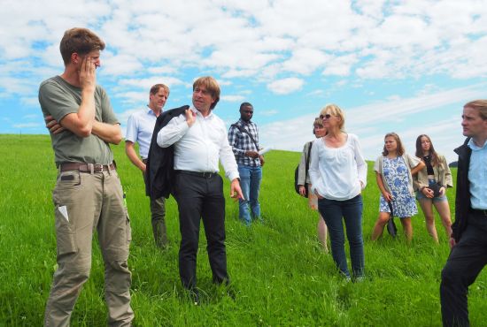 Mehrere Menschen auf einer Wiese.