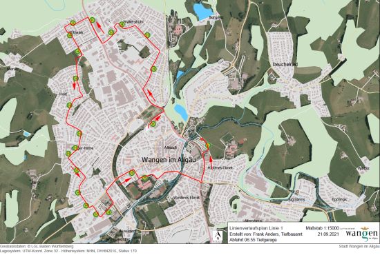 Plan Schülerverkehr Linie eins Abfahrt 6.55 Tiefgarage öffnen