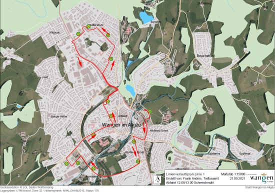 Plan Schülerverkehr Linie 1 mittags öffnen