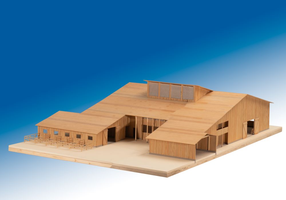 Modell der neuen Halle des Reitvereins
