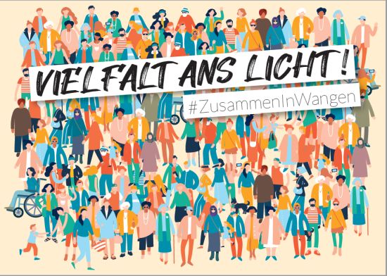 Plakat mit vielen bunten Menschen