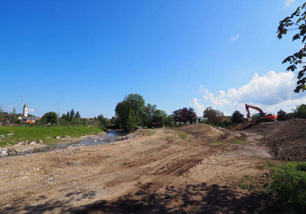 Bagger auf Erdhügel