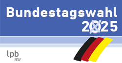 Schriftzug Bundestagswahl, die deutsche Flagge wie hingemalt, Kennung Landeszentrale für politische Bilddung