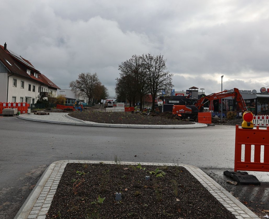 Kreisverkehr Waltersbühl vor der Fertigstellung