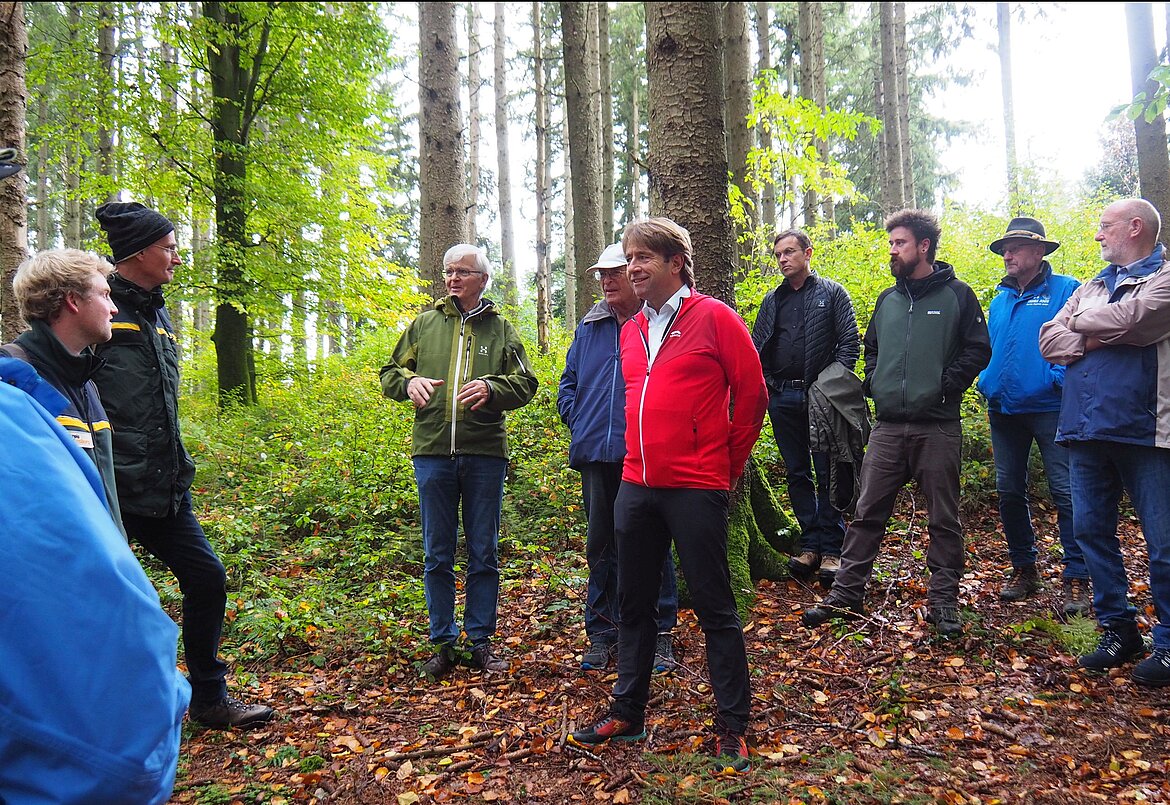 Männer im Wald mit Förstern