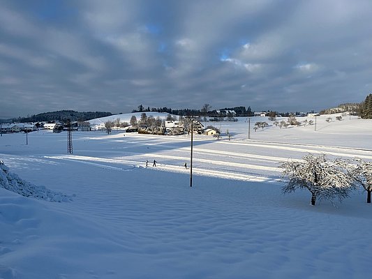 Spuren im Schnee von weiter weg.