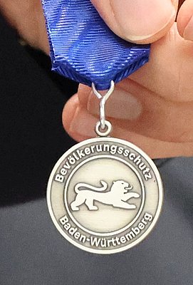Ein Orden aus Silber mit einem Löwen in der Mitte.