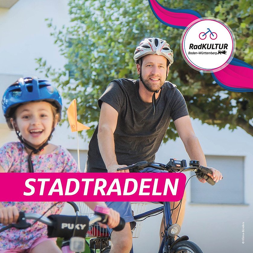 Ein Mann und ein Mädchen auf Fahrrädern
