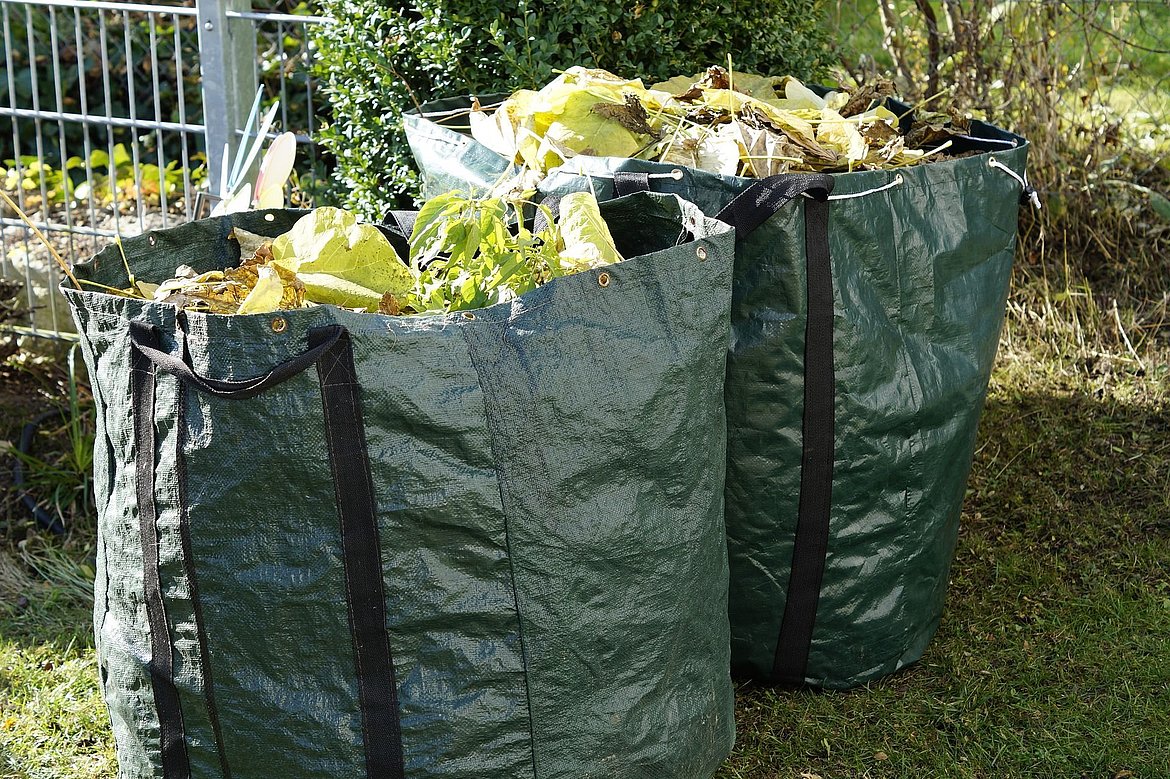 2 Plastikbehälter mit Blättern.