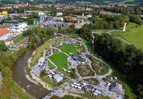 Luftbild der Argenwiese an einem schönen Tag im September 2024