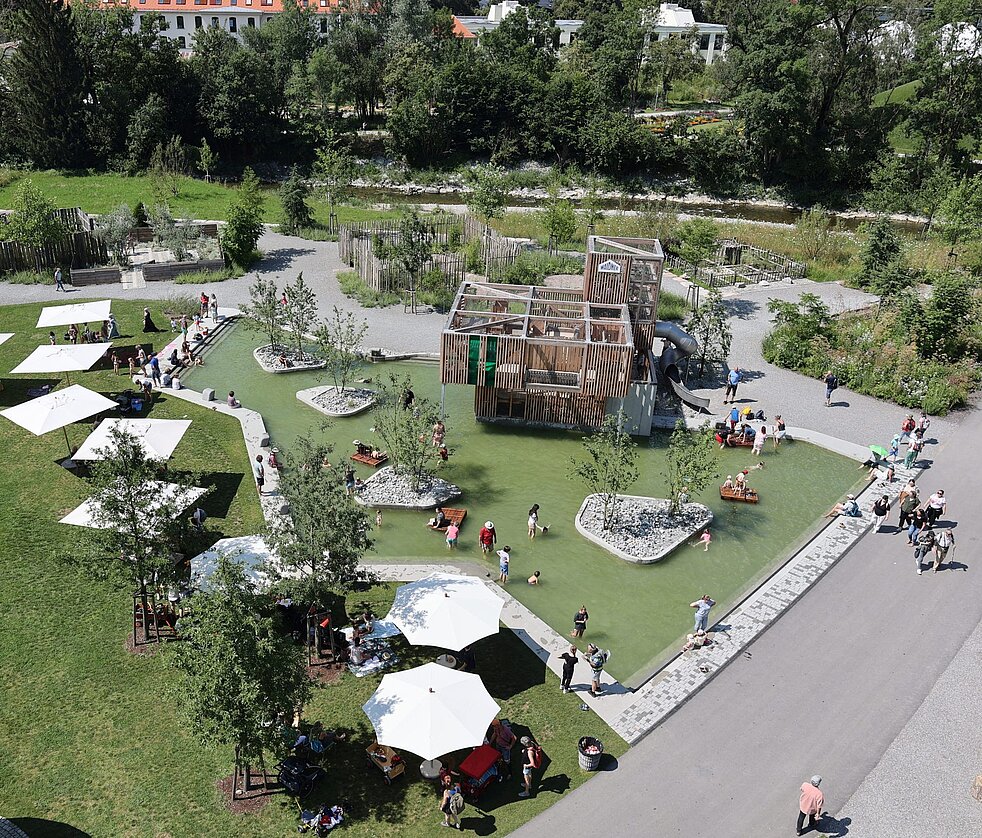 Wasserspielplatz von oben
