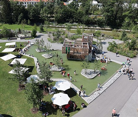Wasserspielplatz von oben