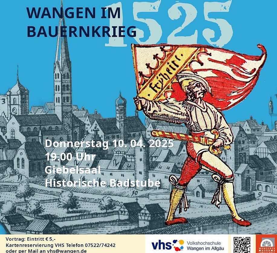 Plakat eines Bauern mit Flagge im Bauernkrieg