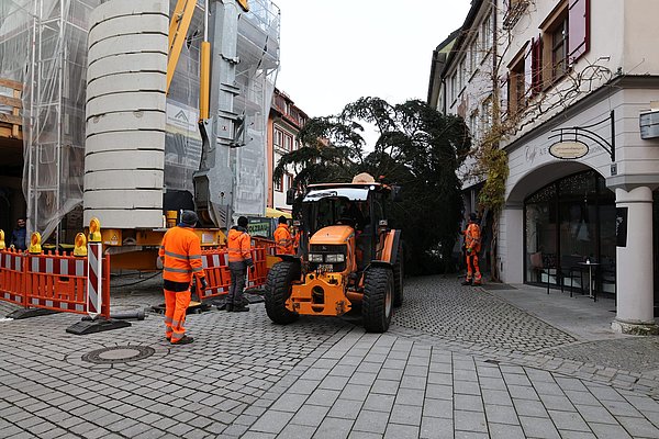 Engstelle durch Baustelle in der Schmiedstraße