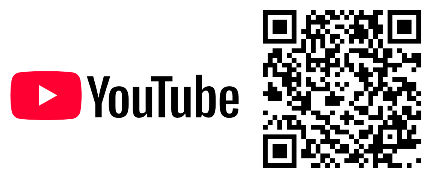 YouTube-Logo neben einem QR-Code, der zu einem YouTube-Inhalt führt.